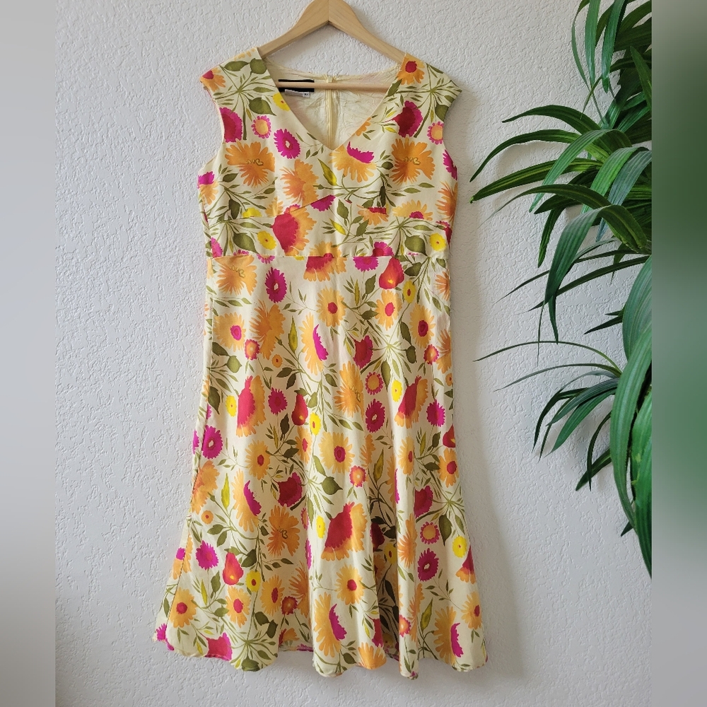Donna Morgan Multicolor Floral Midi Dress size 10